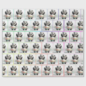 Papier Cadeau Panda Avec Hula Hula Hoops Arc-En-Ciel (Plat)