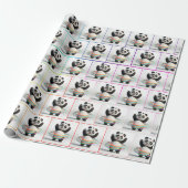 Papier Cadeau Panda Avec Hula Hula Hoops Arc-En-Ciel (Déroulé)