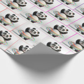 Papier Cadeau Panda Avec Hula Hula Hoops Arc-En-Ciel (Coin)