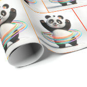 Papier Cadeau Panda Avec Hula Hula Hoops Arc-En-Ciel (Coin rond)
