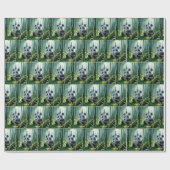 Papier Cadeau Panda Bear Lecture d'une carte d'anniversaire (Plat)