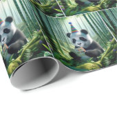 Papier Cadeau Panda Bear Lecture d'une carte d'anniversaire (Coin rond)