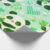 Papier Cadeau Panda Bear Motif Vert Imprimer (Coin)