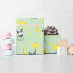 Papier Cadeau Panda bébé et étoiles