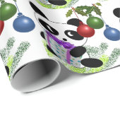 Papier Cadeau Panda cadeau de Noël (Coin rond)