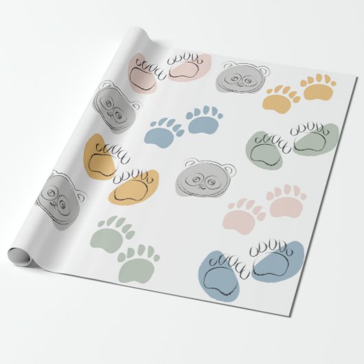 Papier Cadeau Panda Cartoon Kids Baby Wrapy Papier (Déroulé)