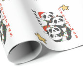 Papier Cadeau Panda Christmas Tree Animaux de Noël Pandas (Coin rond)