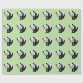 Papier Cadeau Panda Cub Green (Plat)