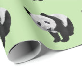 Papier Cadeau Panda Cub Green (Coin rond)