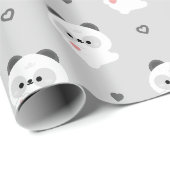 Papier Cadeau Panda d'amour mignon (Coin rond)