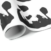 Papier Cadeau Panda d'art noir blanc (Coin rond)