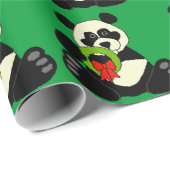 Papier Cadeau Panda de Noël (Coin rond)