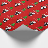 Papier Cadeau Panda de Noël stockant le rouge (Coin)