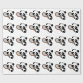 Papier Cadeau Panda de tennis (Plat)