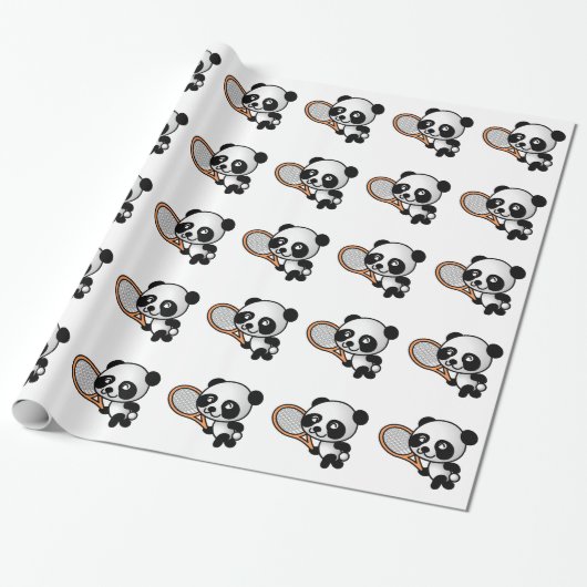 Papier Cadeau Panda de tennis (Déroulé)