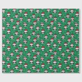 Papier Cadeau Panda d'hiver Noël rouge et vert mignon (Plat)
