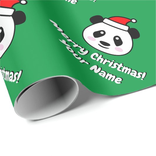 Papier Cadeau Panda du Père Noël mignon ours Noël personnalisé (Coin rond)