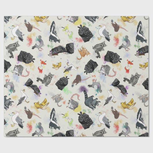 Papier Cadeau Panda et amis des ordures (Plat)