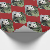 Papier Cadeau Panda géant mignon/Pandas frontière rouge Noël (Coin)