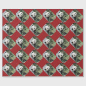 Papier Cadeau Panda géant mignon/Pandas frontière rouge Noël (Plat)