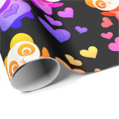 Papier Cadeau Panda Love Cosmic Space Rainbow Heart (Coin rond)