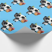 Papier Cadeau Panda mignon d'anniversaire avec le gâteau (Coin)