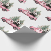 Papier Cadeau Panda mignonne en Camion Vintage rose (Coin)