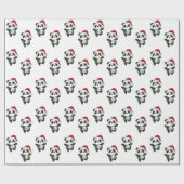 Papier Cadeau Panda Noël Animaux d'hiver Pandas Envelopper Pap (Plat)