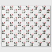 Papier Cadeau Panda Noël Animaux d'hiver Pandas Envelopper Pap (Plat)