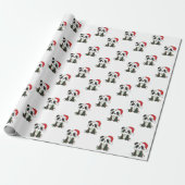 Papier Cadeau Panda Noël Animaux d'hiver Pandas Envelopper Pap (Déroulé)