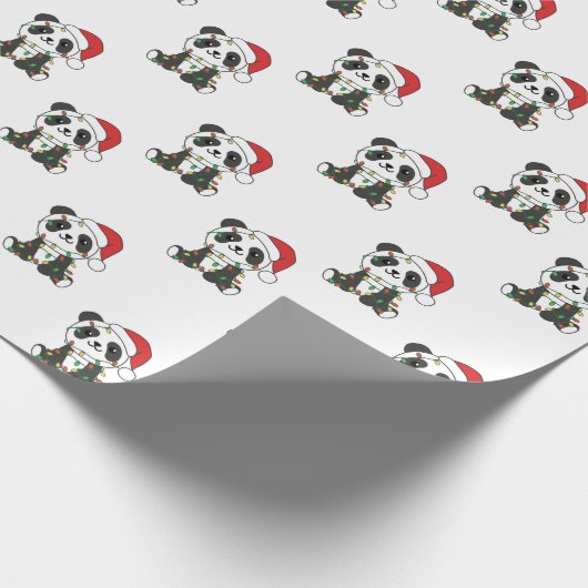 Papier Cadeau Panda Noël Animaux d'hiver Pandas Envelopper Pap (Coin)