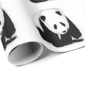 Papier cadeau Panda noir et blanc (Coin rond)