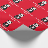 Papier Cadeau Panda Ours avec Bambou Noël personnalisable (Coin)
