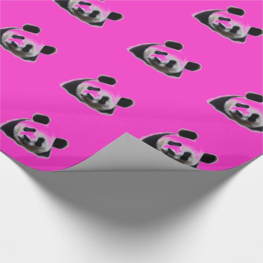 Papier Cadeau Panda Panda Art rose Papier d'enveloppement de Noë (Coin)