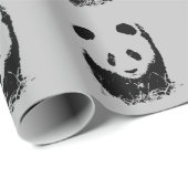 Papier Cadeau Panda Pop Art Noir & Blanc (Coin rond)