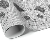 Papier Cadeau Panda Porte Face Sur La Vague Motif (Coin rond)