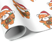Papier Cadeau Panda rouge Animaux d'hiver Pandas rouge enveloppe (Coin rond)