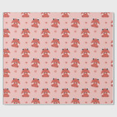 Papier Cadeau Panda rouge mignonne (Plat)