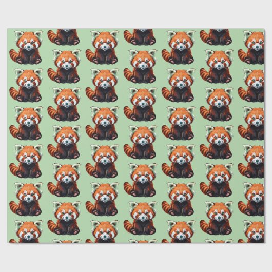 Papier Cadeau Panda roux (Plat)