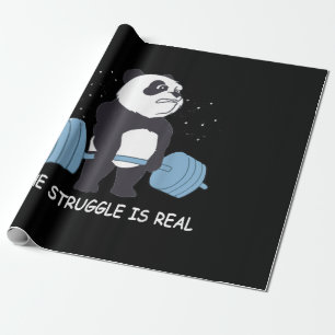 Papier Cadeau Panda Struggle Est Véritable Ours Deadlift Gym Drô