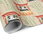 Papier Cadeau panda, sushi (Coin rond)