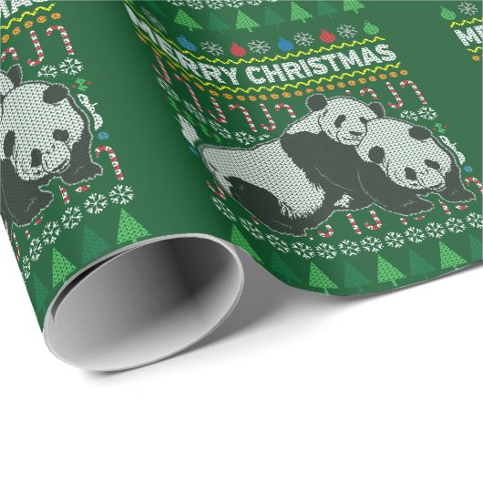 Papier Cadeau Panda Ugly Christmas Sweat Wildlife Series (Coin rond)