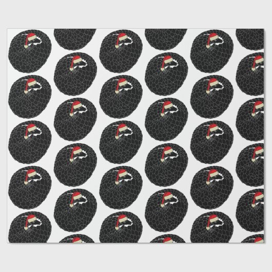 Papier Cadeau Pangolin enroulé Noël noir et blanc (Plat)