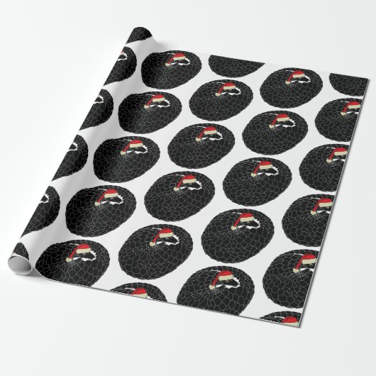 Papier Cadeau Pangolin enroulé Noël noir et blanc (Déroulé)