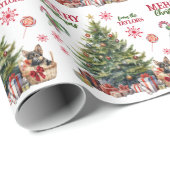 Papier Cadeau Panier berger allemand sous l'arbre de Noël (Coin rond)
