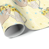 Papier Cadeau Panier d'arrosage de tournesol jaune (Coin rond)