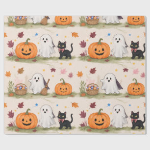 Papier Cadeau Panier de bonbons Halloween pour enfants à l'aquar