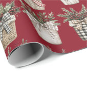 Papier Cadeau Panier de Buffalo | Noël agricole (Coin rond)