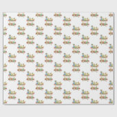 Papier Cadeau Panier de champagne de Noël en aquarelle (Plat)