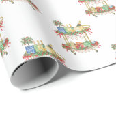 Papier Cadeau Panier de champagne de Noël en aquarelle (Coin rond)